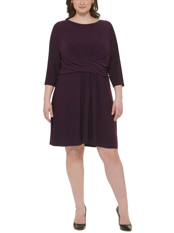 Holiday Gift Guide Sale Plus Womens Jersey Knit Crossover Fit & Flare Dress