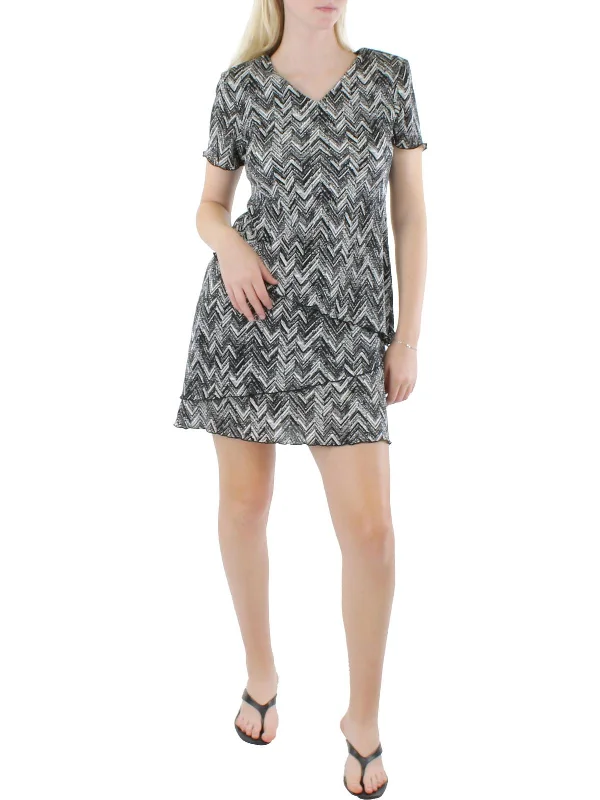 Women's Evening Wear Outfit Petites Womens Tiered Mini Sheath Dress