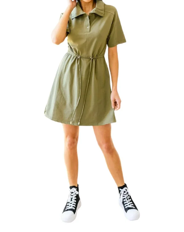 Exclusive Women's Fashion Collection Darla Button Up Collared Dress In Olive