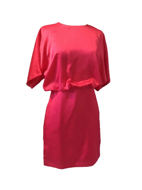 Sale For Women Half Sleeves Dress With Fitted Skirt In Hot Pink
