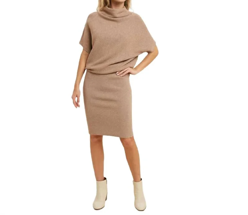 Comfortable Women's Outfits Slouch Sweater Dress In Beige
