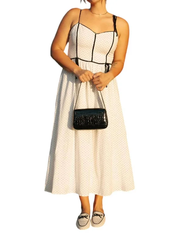 Women's High-Fashion Garments Polka Dot Dress In White