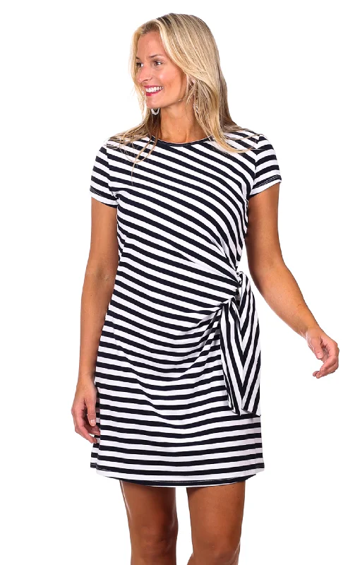 Elegant Women's Clothing Lexi Dress in Navy Stripe