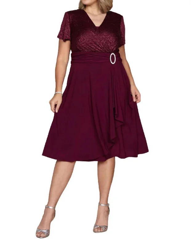 Women's Street Style Casual Wear Short Mother Of The Bride Dress In Merlot