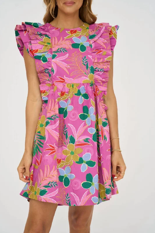Formal Clothing For Women Flower Print Babydoll Dress In Pearly Purple
