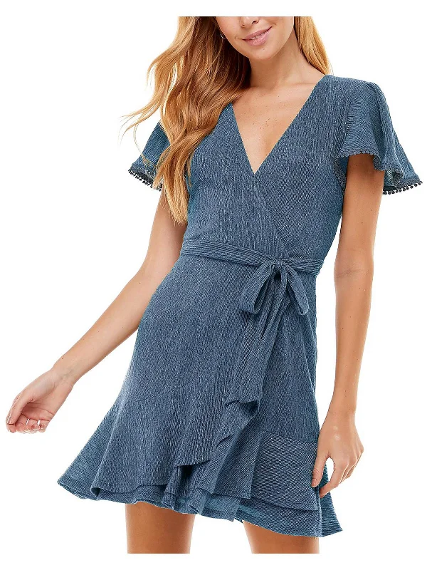Stylish Clothes For Women Juniors Womens Surplice Knee Fit & Flare Dress