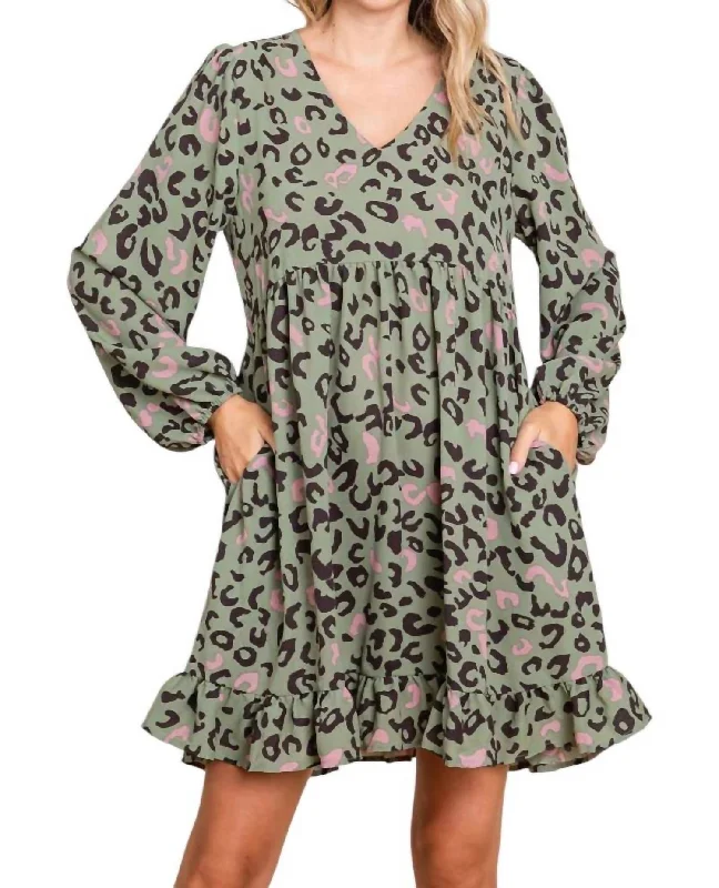 Sales Clothes Leopard Love Dress In Olive