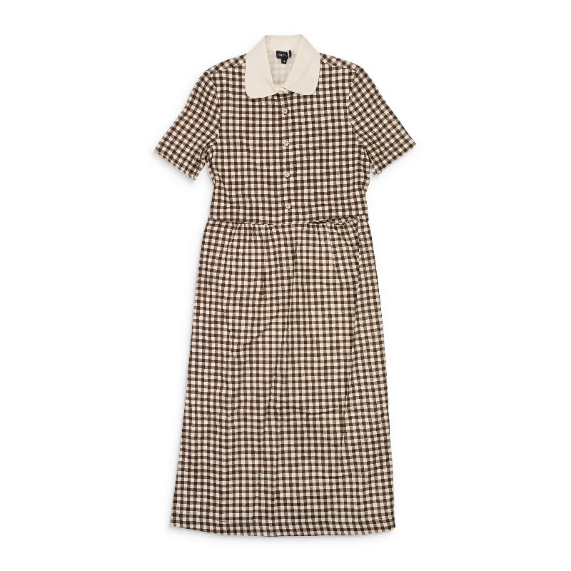 Women Wear Boutique CALLIPYGIAN GINGHAM POCKET BROWN SUN DRESS
