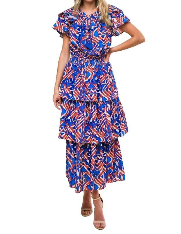 High-End Women's Apparel The Ada Dress In Blue Rust