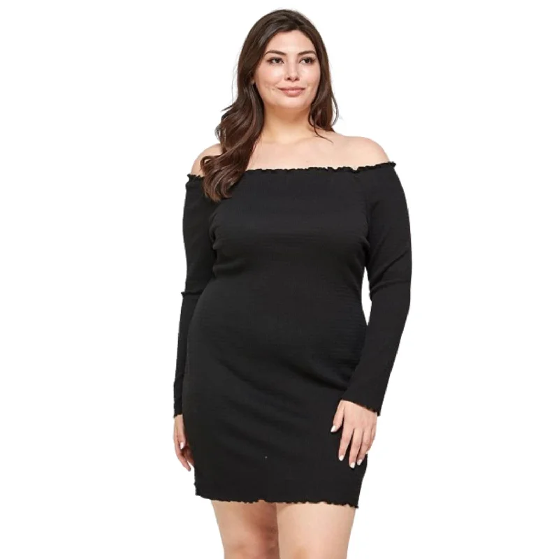 Women's Weekend Outfit Solid Smocked Off Shoulder Dress