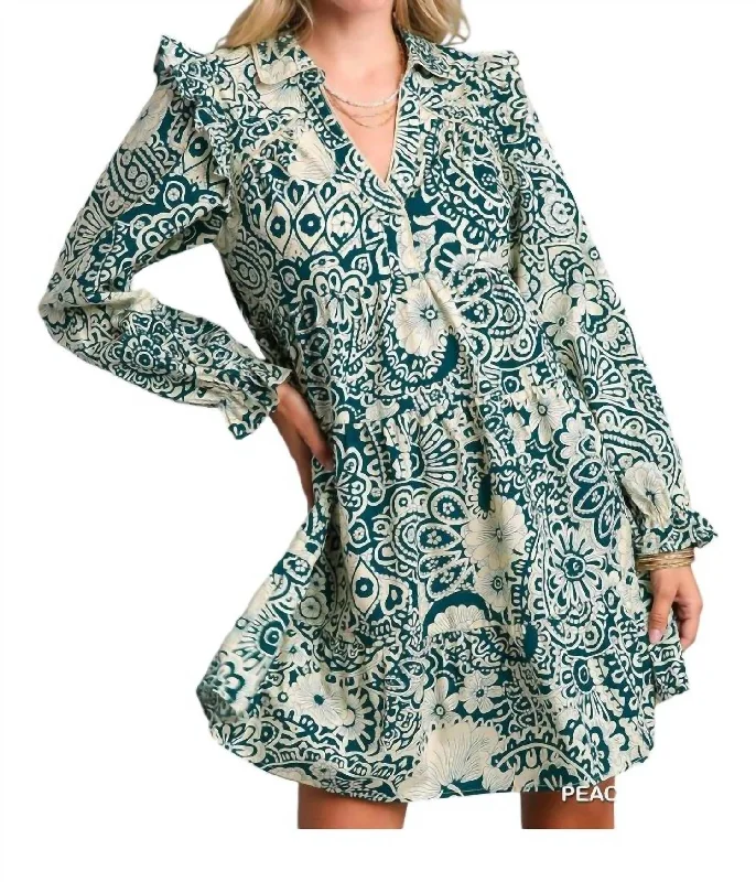 Bold and Elegant Women's Fashion One Last Chance Dress In Peacock Blue