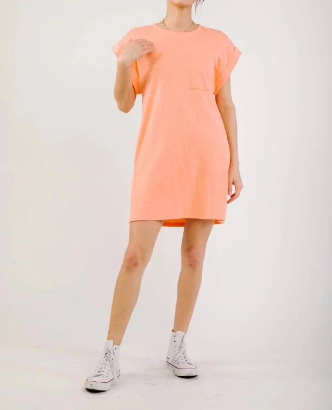 Clothing Sales T-Shirt With Pocket Dress In Coral