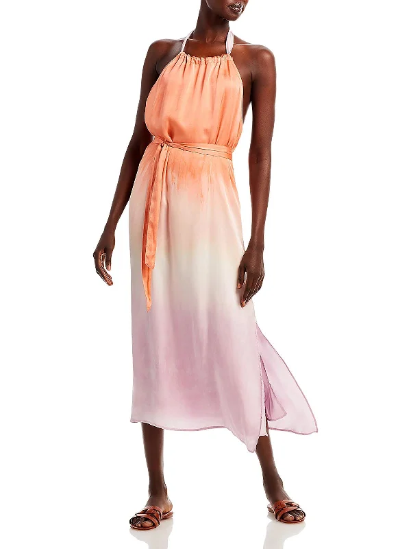 Sale For Women Womens Ombre Tie-Waist Halter Dress