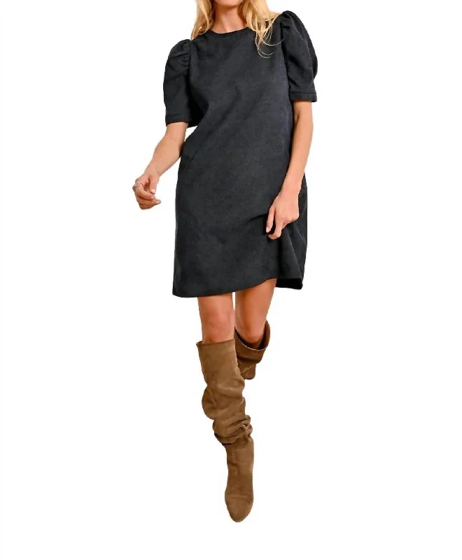 Charming Women's Garments Short Velvet Dress In Navy