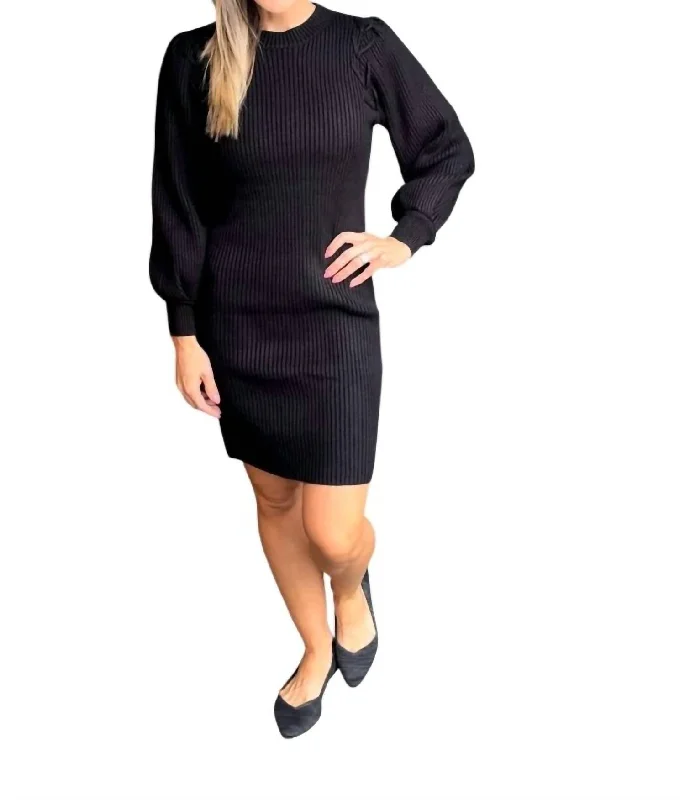 Premium Style Classic Sweater Dress In Black