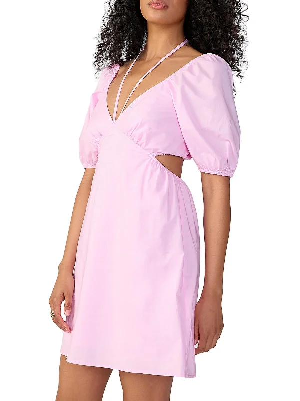 Women's Work Outfit For The Office Womens Cotton Cut-Out Fit & Flare Dress