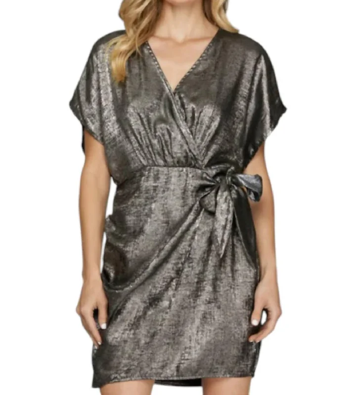 Summer Sale Dolman Metallic Dress In Grey
