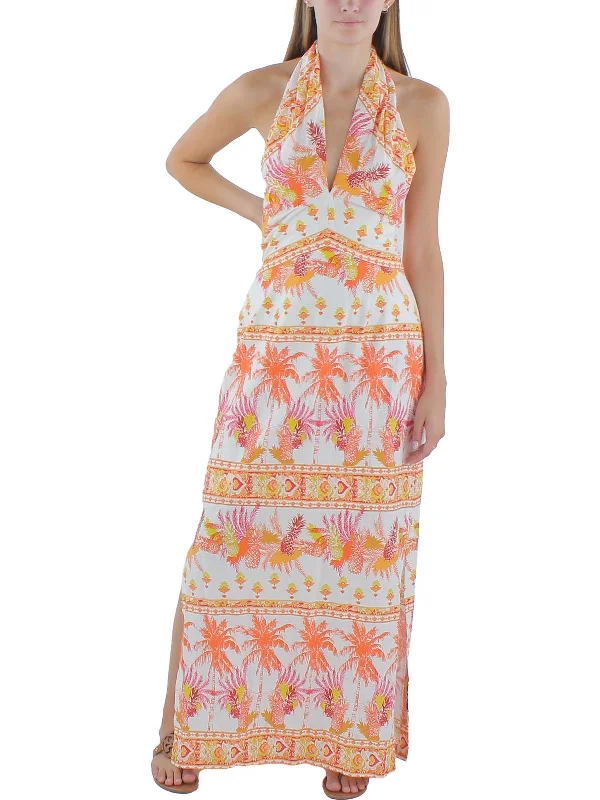 Women's Elegant Clothes Womens Cotton Printed Halter Dress