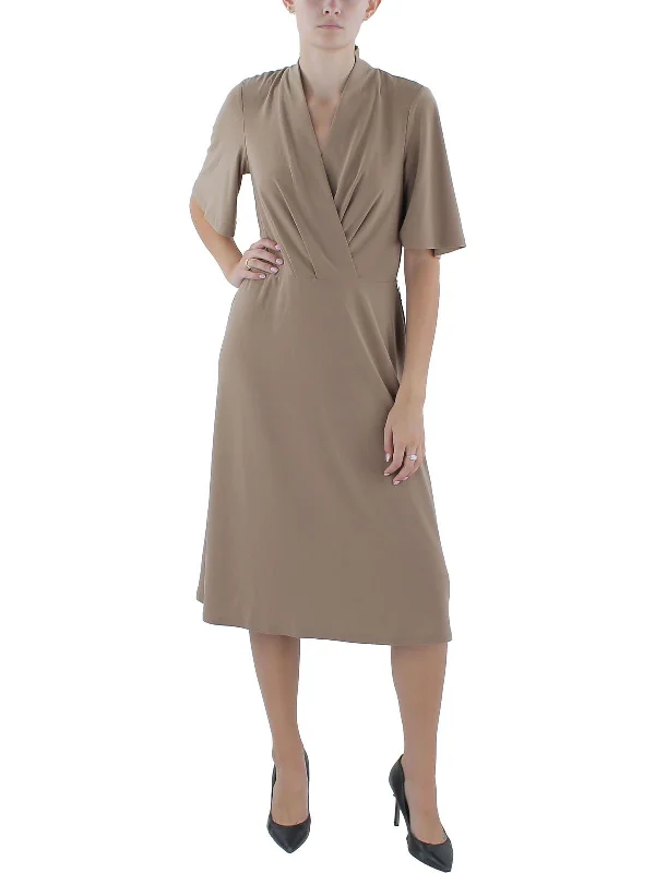 Women's Evening Wear Womens Surplice Knee-Length Wear to Work Dress