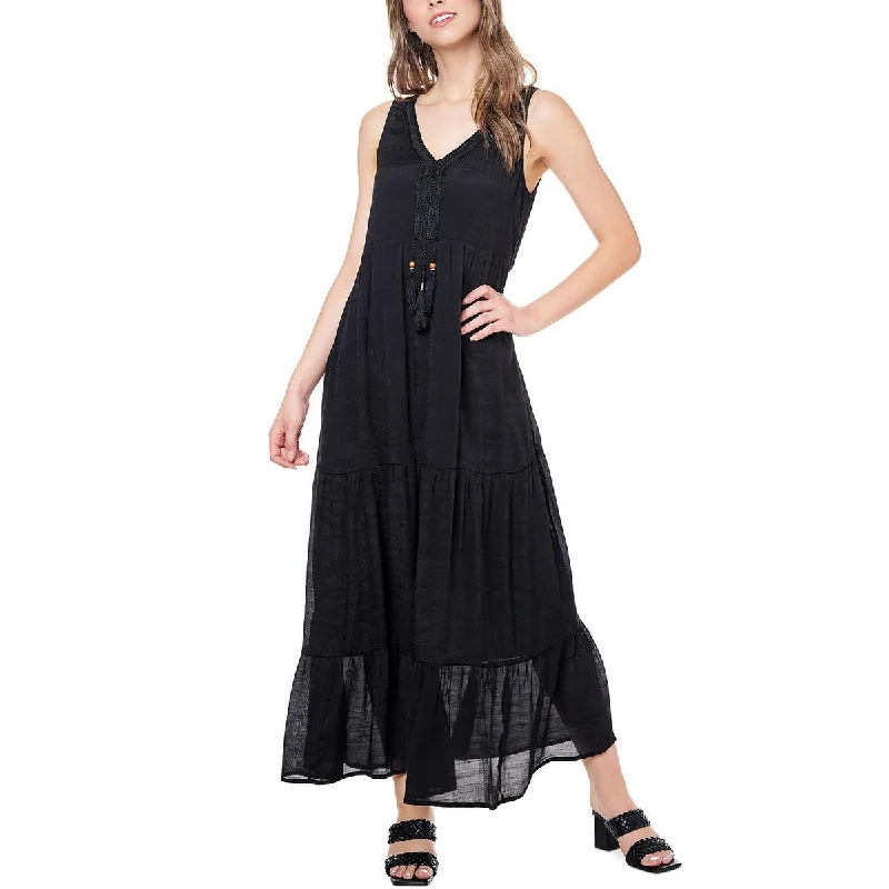 Online Boutiques Womens Embroidered Maxi Fit & Flare Dress