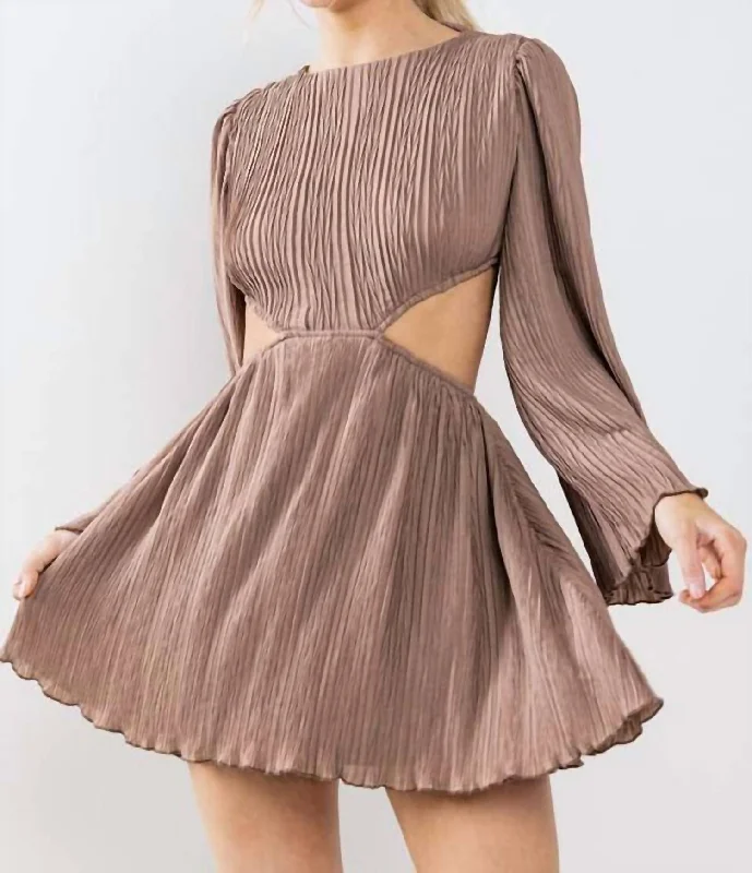 Women's Clothing Sale Sparking Rumors Cutout Dress In Mocha