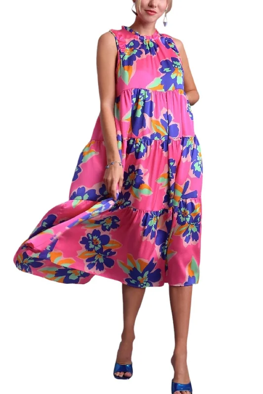 Must-Have Styles Moving To Miami Dress In Pink/blue