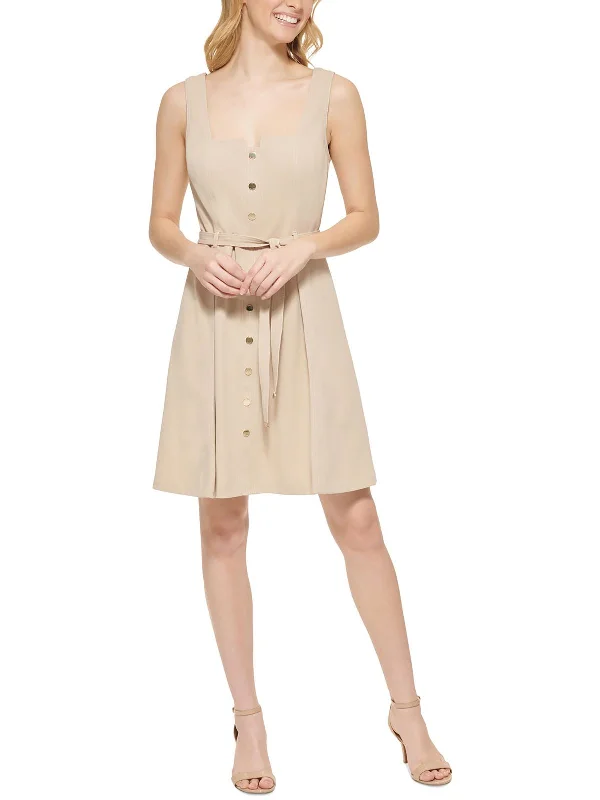 Women's Floral Print Outfit Womens Button Polyester Fit & Flare Dress