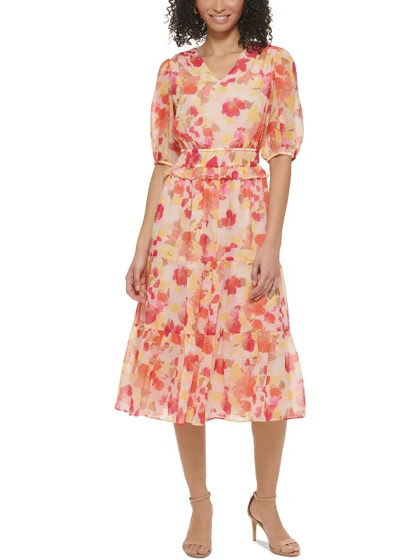 Women's Date Night Outfit Womens Ruffle Tiered Wear To Work Dress