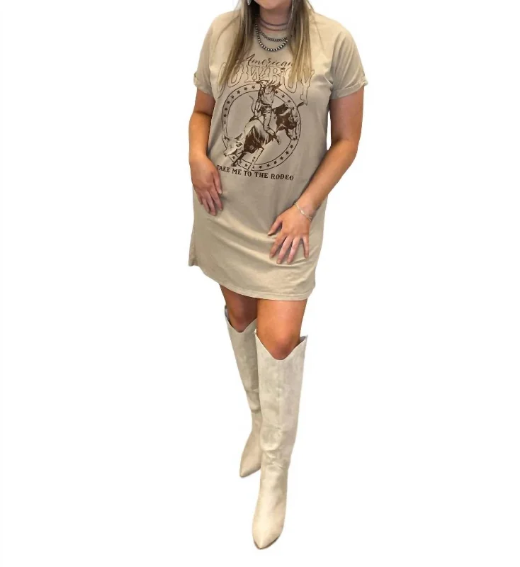 Exclusive Discount Take Me To The Rodeo Tee Dress In Taupe