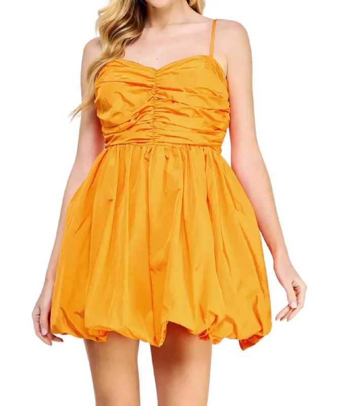 Women's Seasonal Fashion Trends Balloon Skirt Dress In Tangerine