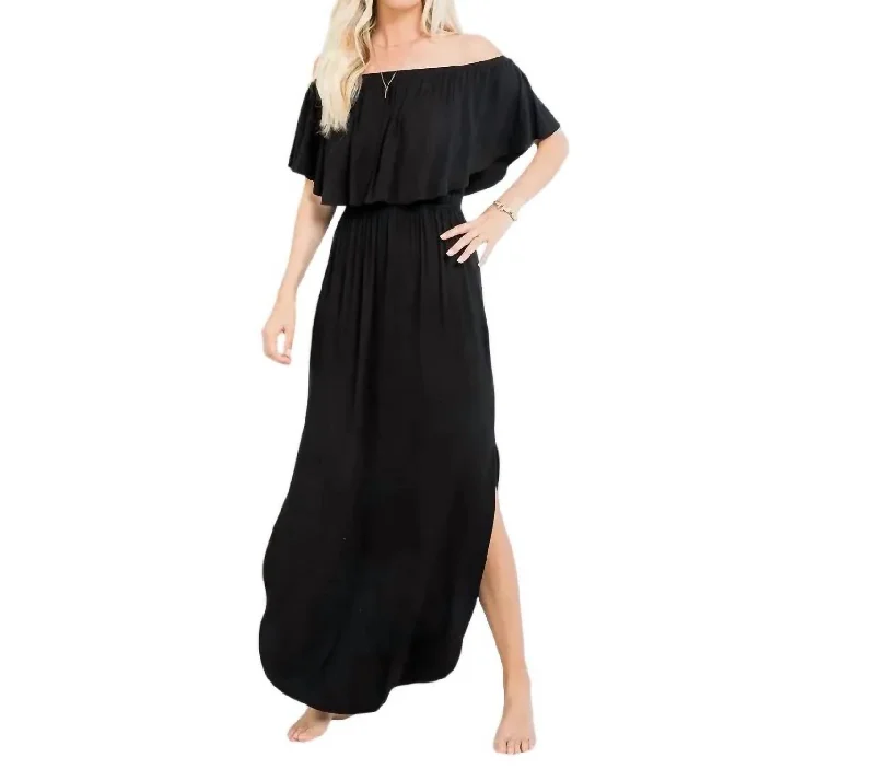 Timeless Women's Clothes Marilyn Off Shoulder Dress In Black