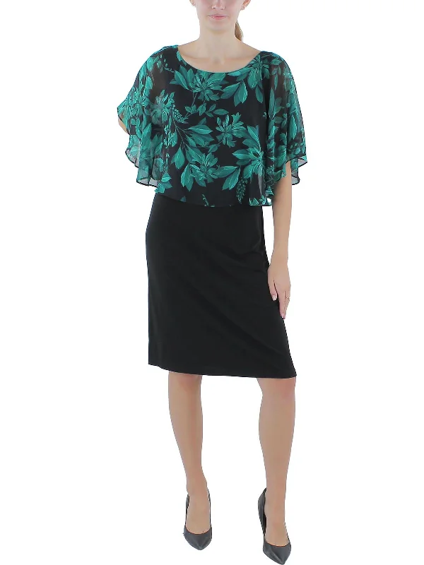 Women's Clothing For Work Womens Chiffon Cape Sheath Dress