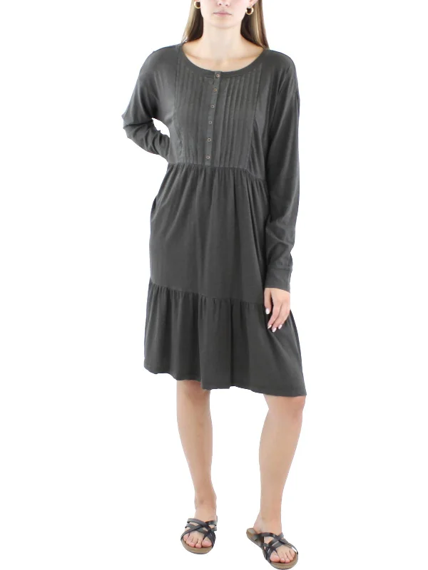 Casual Garments For Women Womens Knee-Length Pintuck Babydoll Dress