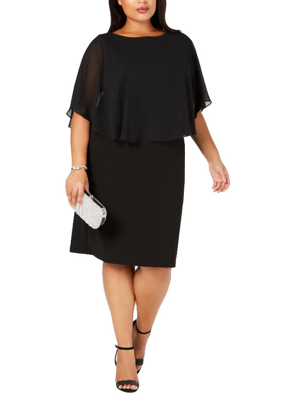 Casual and Comfortable Outfits Plus Womens Chiffon Tiered Cocktail Dress