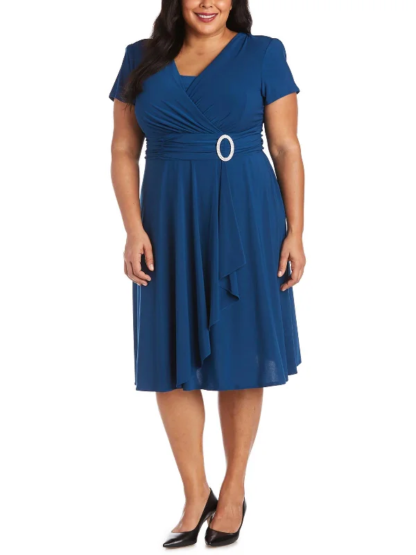 Luxury Women's Fashion Plus Womens Matte Jersey Short Sleeves Cocktail Dress