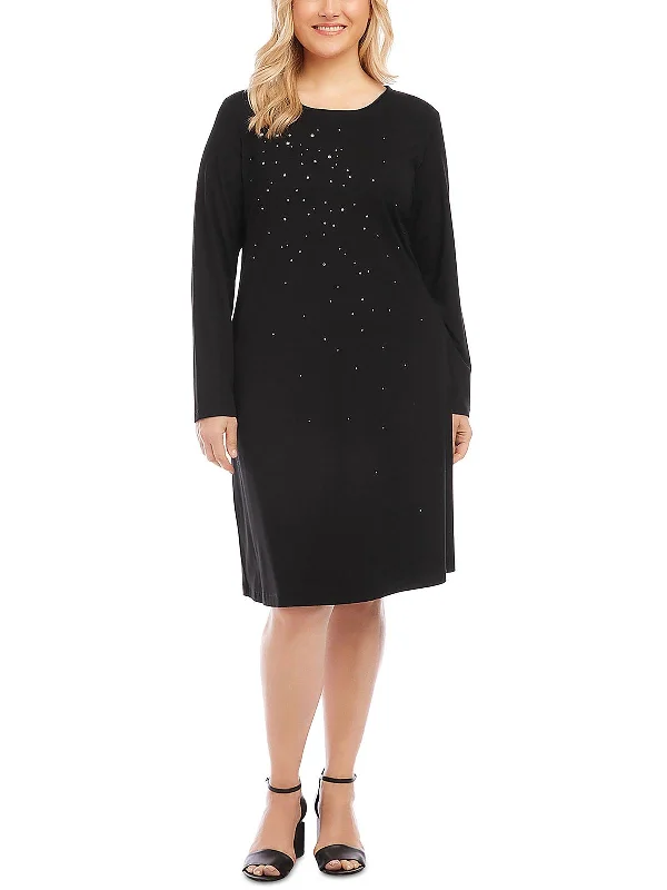 High End Women's Wear Plus Womens Embellished Rayon Sheath Dress
