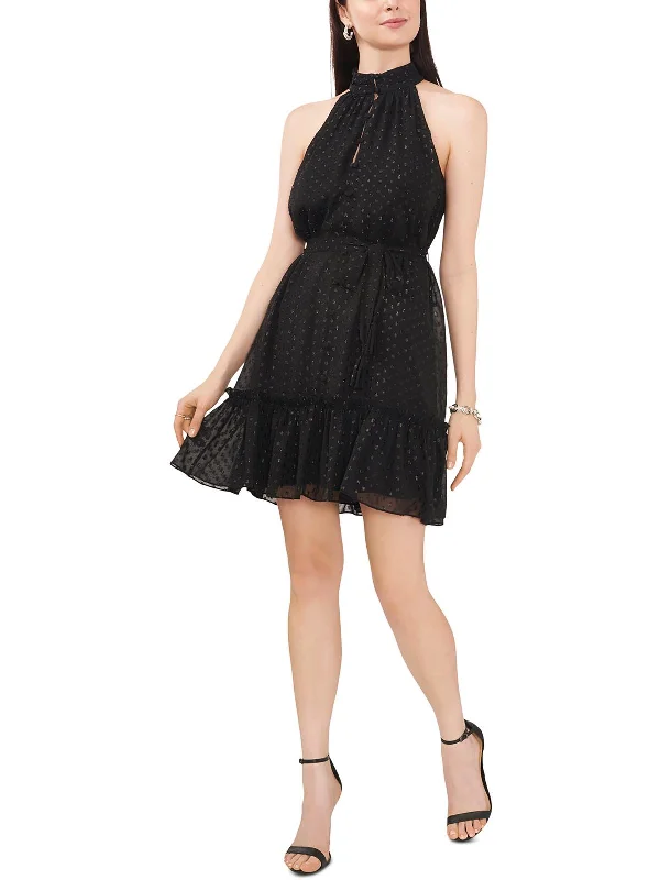Women's Weekend Outfit Womens Ruffled Mini Fit & Flare Dress
