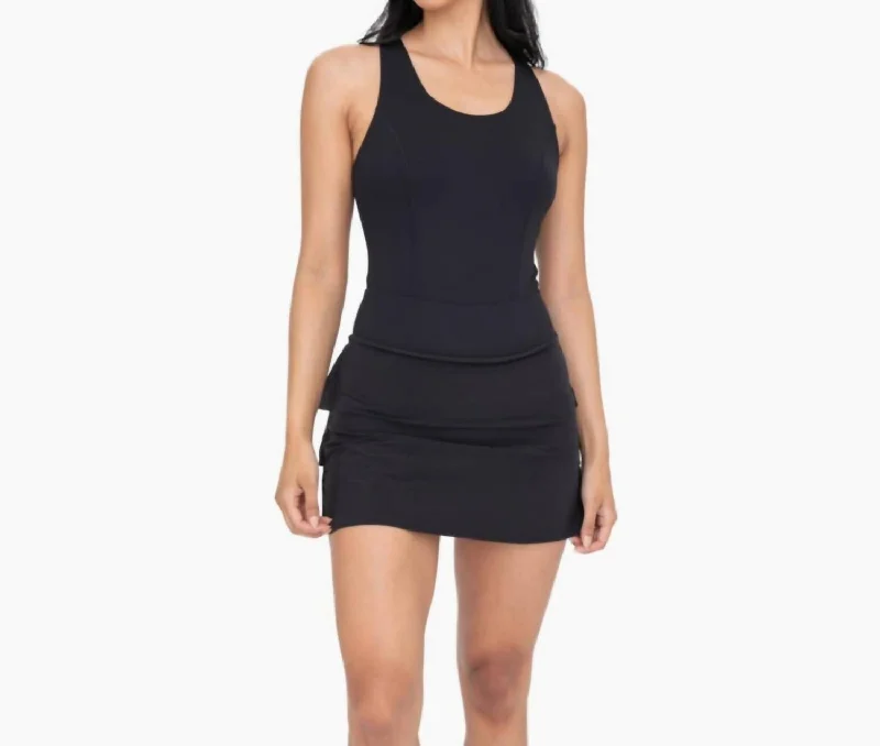 Online Shopping Boutiques Ruffle Back Athletic Dress In Black