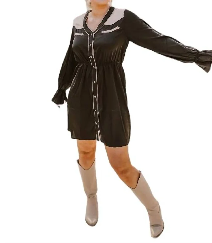 Everyday Fashion Bonanza Button Dress In Black