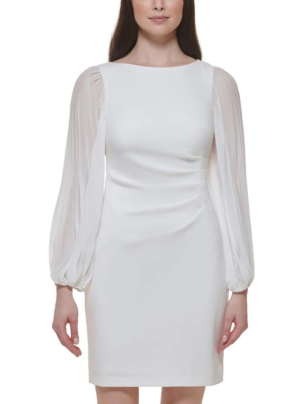 High End Women's Wear Womens Knee Length Sheer Sleeve Sheath Dress