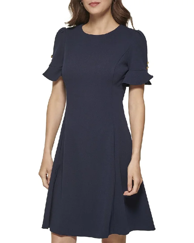 Luxe Women's Fashion DKNY Flounce Sleeve Dress