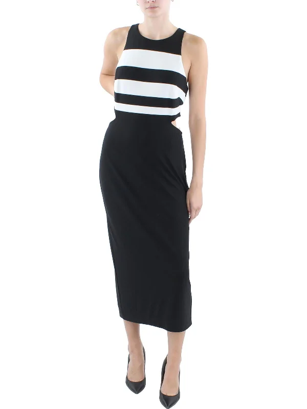 Women's Clothing Brands Womens Tea Length Striped Sheath Dress