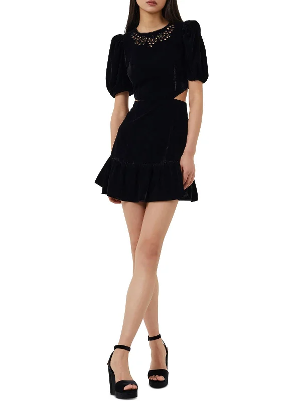 Stylish Clothes For Women Womens Velvet Cut-out Fit & Flare Dress