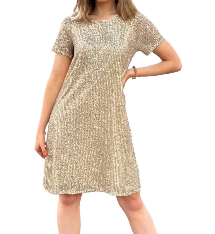 Women's Evening Wear Sequin Dress In Gold