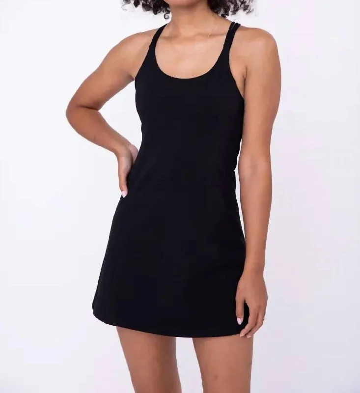 Women's Formal Wear Macrame Detail Racerback Active Dress In Black