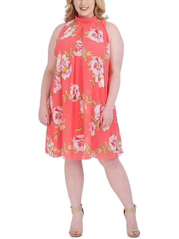 Women's Trendy Outfits Plus Womens Chiffon Knee-Length Sheath Dress