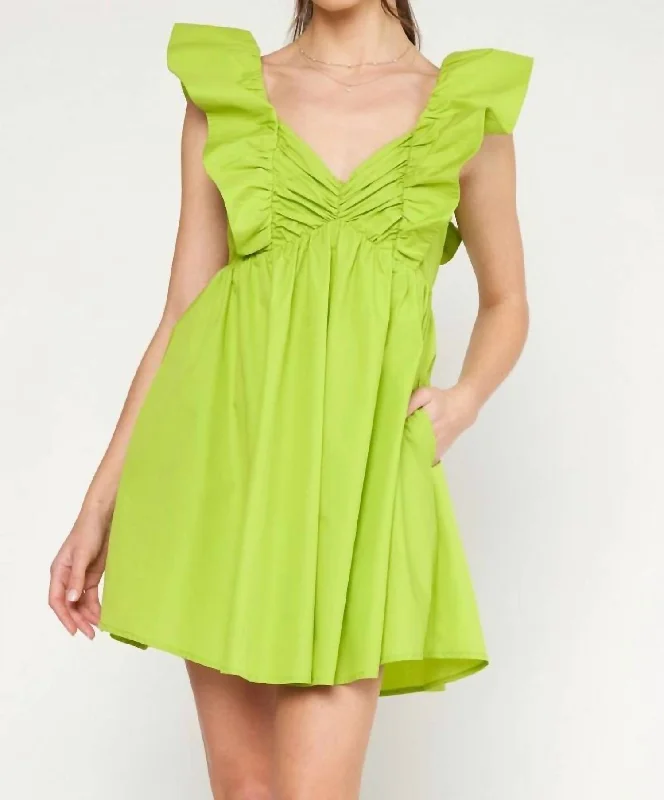 Trendy Casual Outfits A Twist Dress In Lime