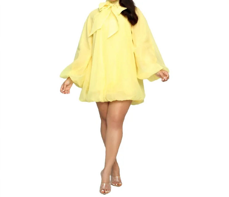 Women's Holiday Clothing Empire Dress In Yellow