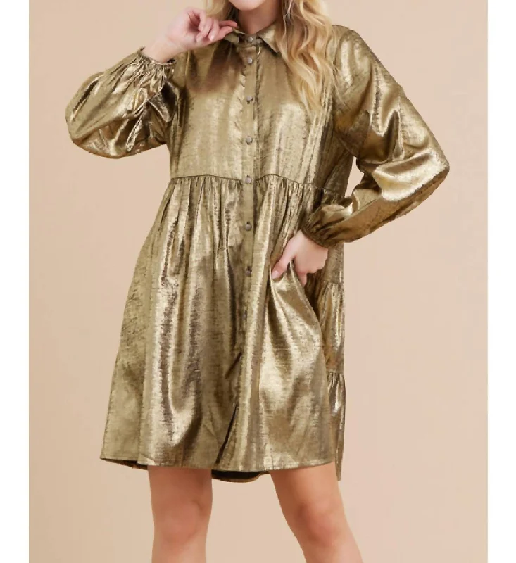 Comfortable Casual Wear Dance The Night Away Dress In Black Gold