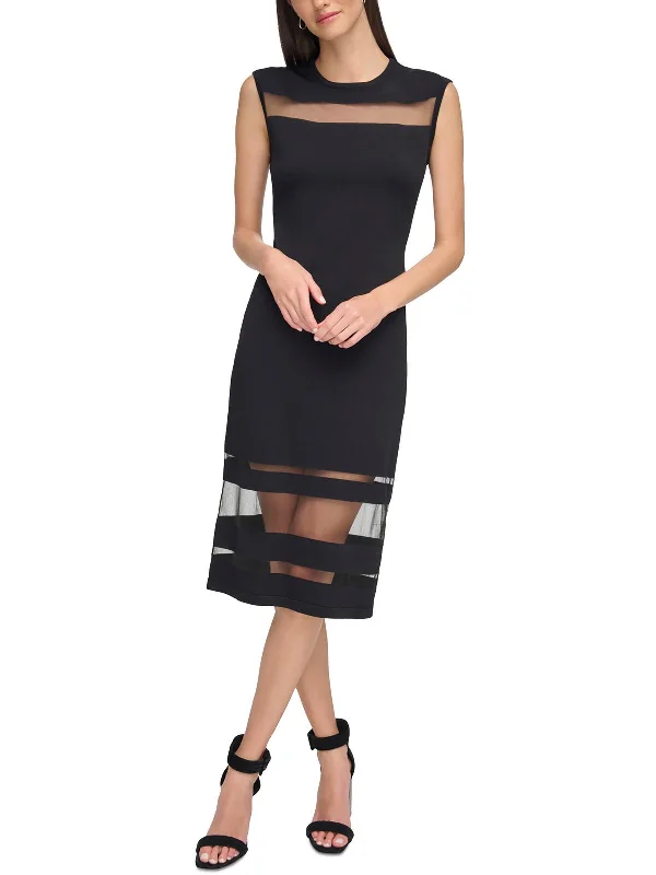 Flash Sale Or Flash Sales Womens Mesh Inset Rayon Sheath Dress